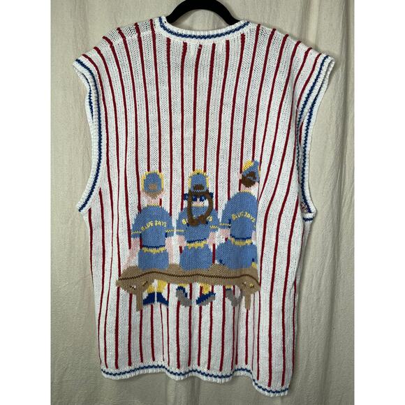 1990s Design Options Baseball Little League Maximalist Kidcore Sweater Vest XL - Picture 7 of 9
